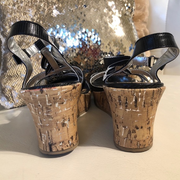 Cherokee Chunky Wedges - Black and Silver Jeweled - Picture 3 of 5